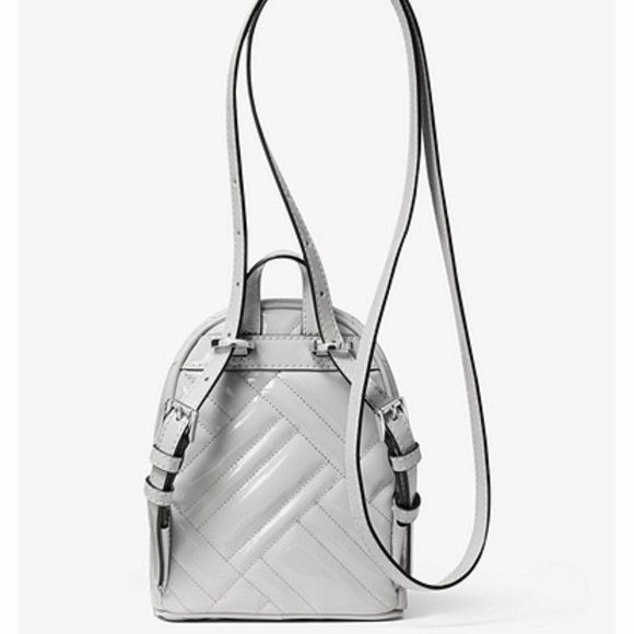 Michael Kors ABBEY XS MINI Backpack Crossbody Bag Quilted Grey Aluminum main image 10